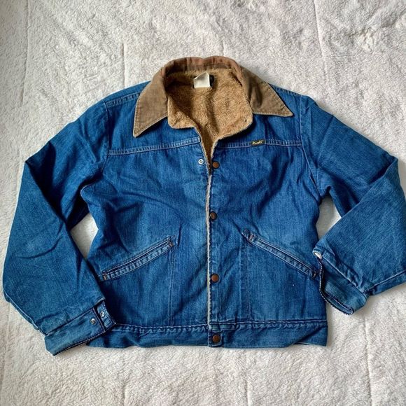 Wrangler Other - Vintage 70s Wrangler Denim Jean Sherpa Lined Chore Jacket